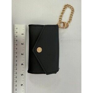 Anne Klein Accessory small textured pouch/wallet Black Pleather Gold Accents